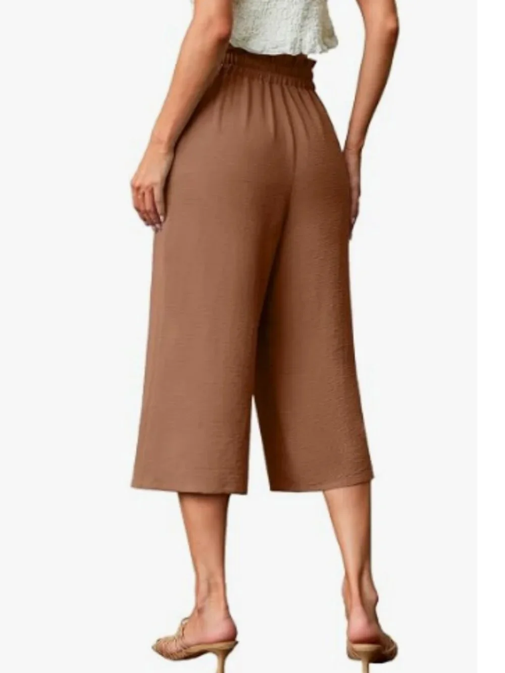 Wide Leg Capri Pants High Waisted Palazzo Pants w/Pockets Rust Size Medium NWOT